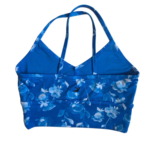 Glyder Blue and White Floral Print Sports Bra - Picture 2 of 4